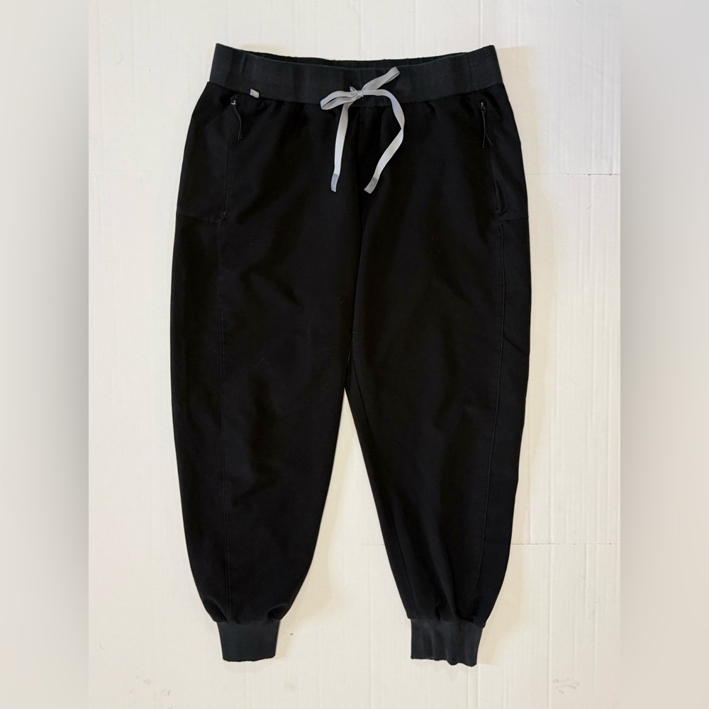 Figs Black Jogger Pants with Gray Drawstring